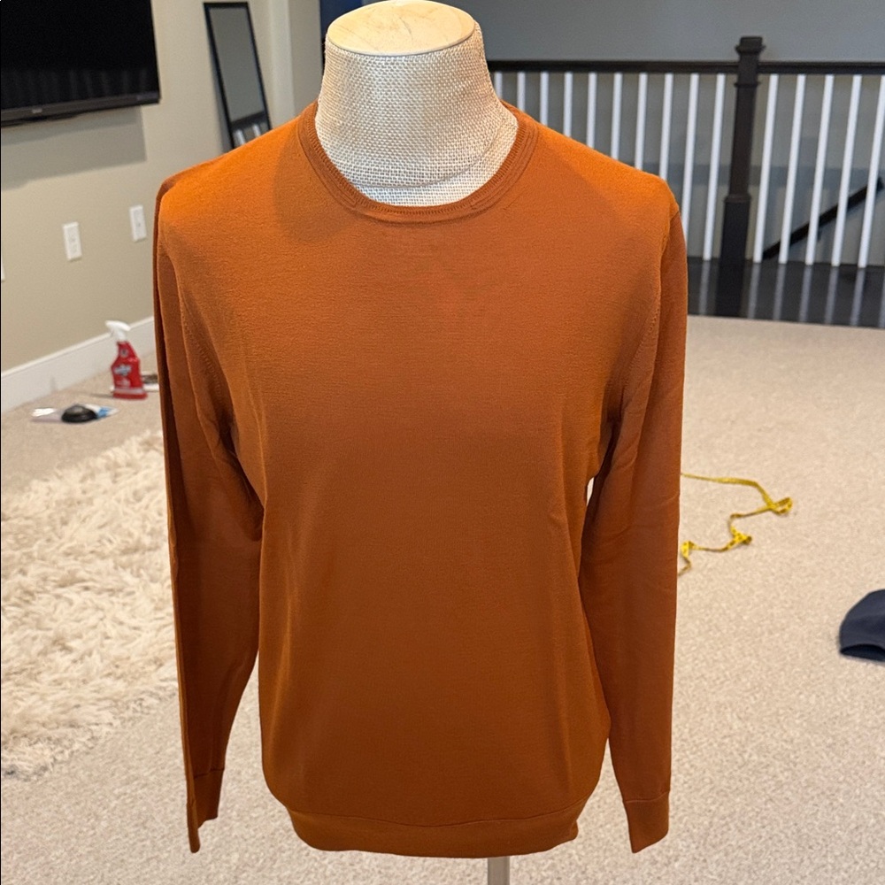 Mr P. / Orange Long Sleeve Sweater, 100% merino, large, NWOT
